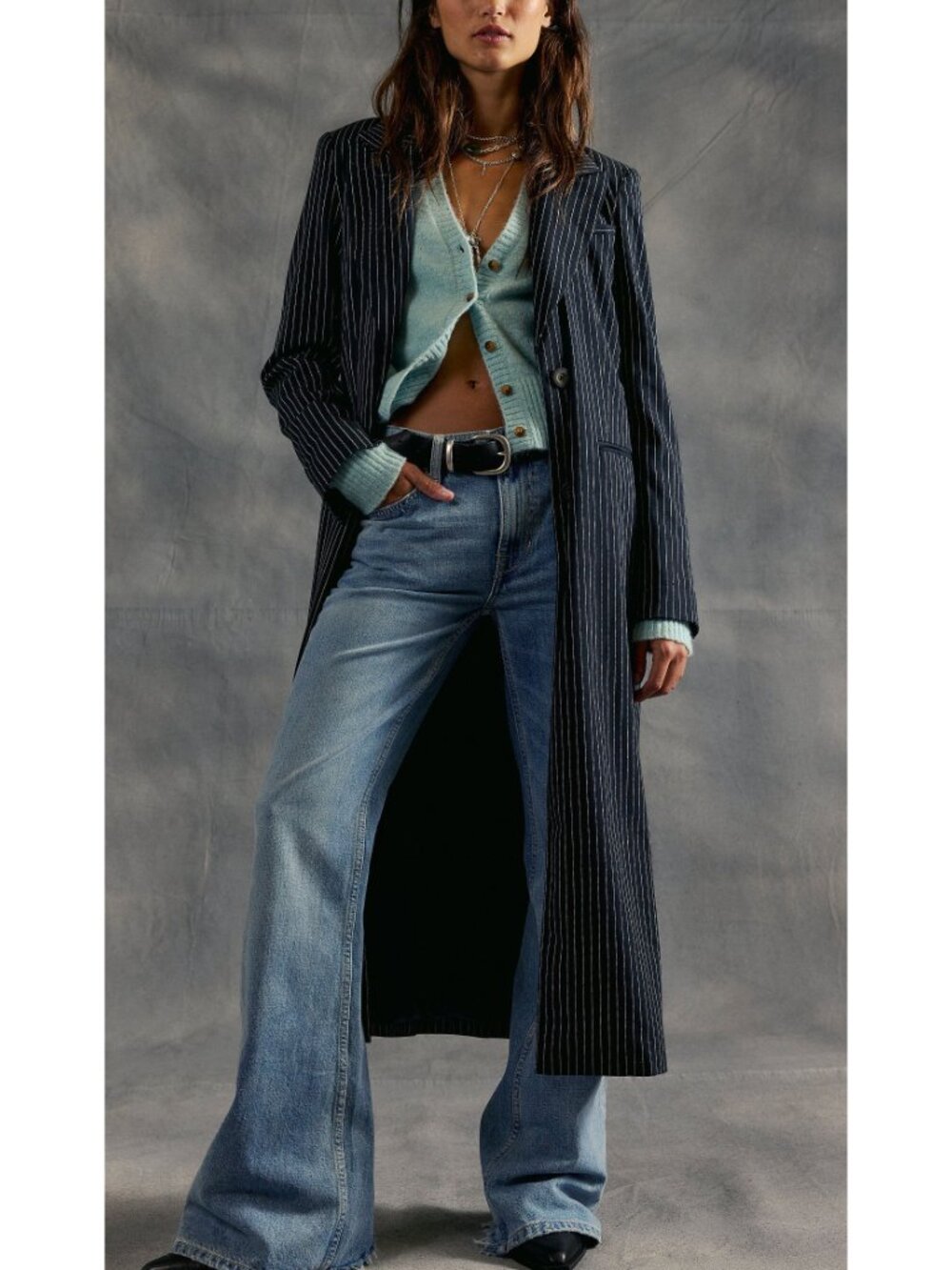 Women's Light Blue High-Rise Wide-Leg Jeans